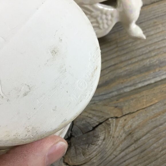 Set of 2 Ceramic Dove Bird & Star Votive Candle Holders Tall Pearl Iridescent - Picture 9 of 13